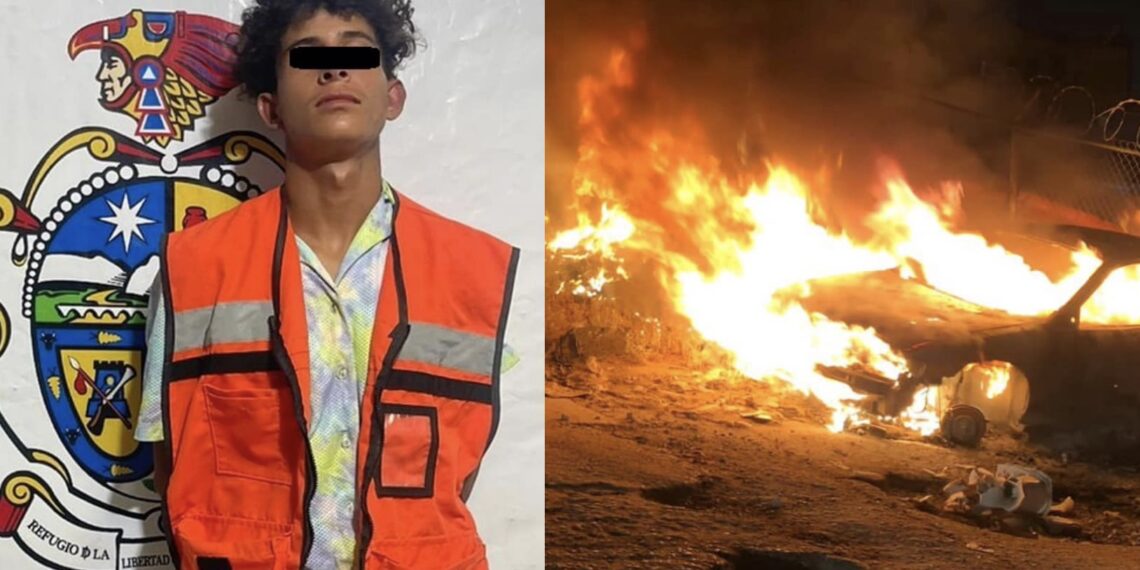 Arrestan a dos sujetos acusados de incendiar un vehículo en la colonia Emiliano Zapata