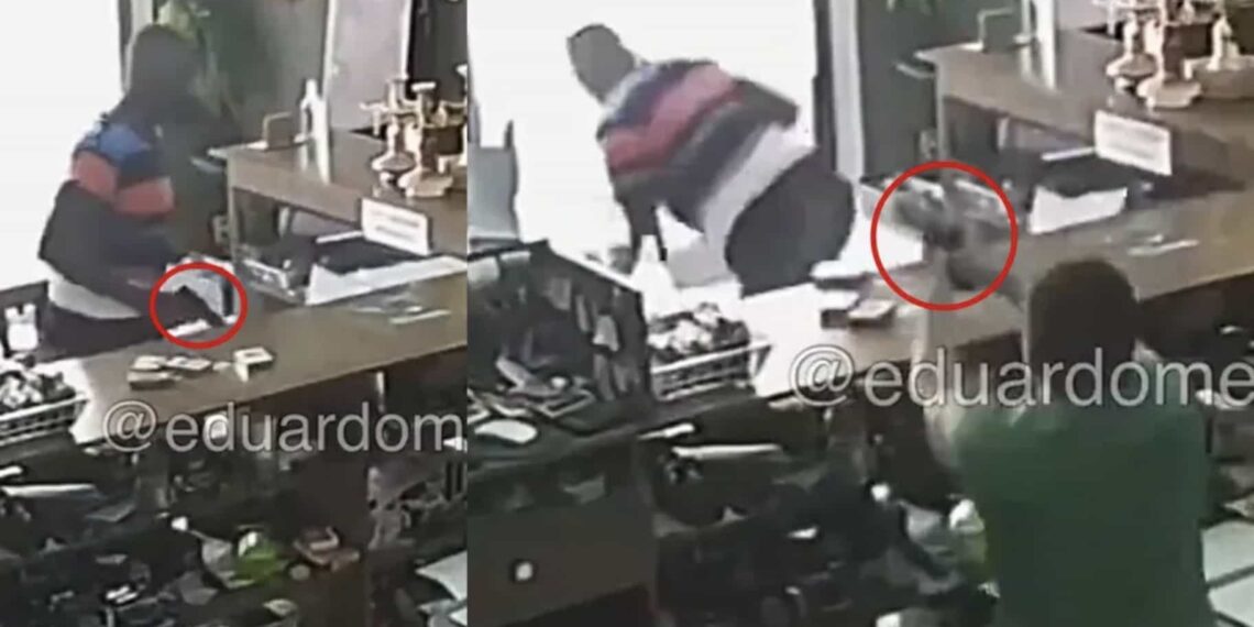 El ladrón quedó tendido en la entrada de la tienda a la que intentó robar.