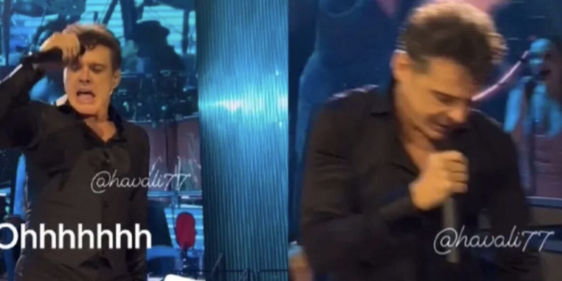 El cantante interpretaba uno de sus éxitos musicales cuando se percató que un brasier estaba a sus pies.