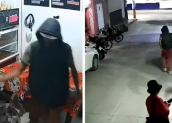 El indigente llegó de la nada a un negocio de comida y agredió al niño, situación que molestó al padre de familia.