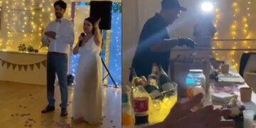 La pareja decidió servir un banquete poco convencional y así ahorrar miles de dólares en la tradicional cena de tres tiempos para sus invitados.