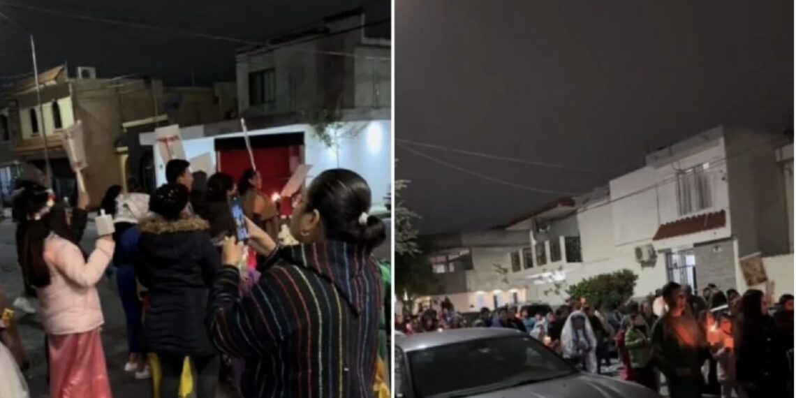 Un vecino captó la protesta religiosa contra en contra de la celebración de Halloween.