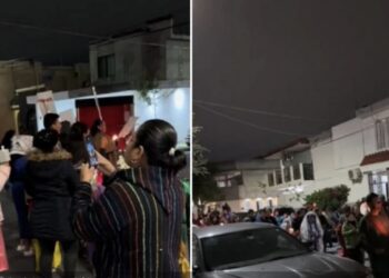 Un vecino captó la protesta religiosa contra en contra de la celebración de Halloween.