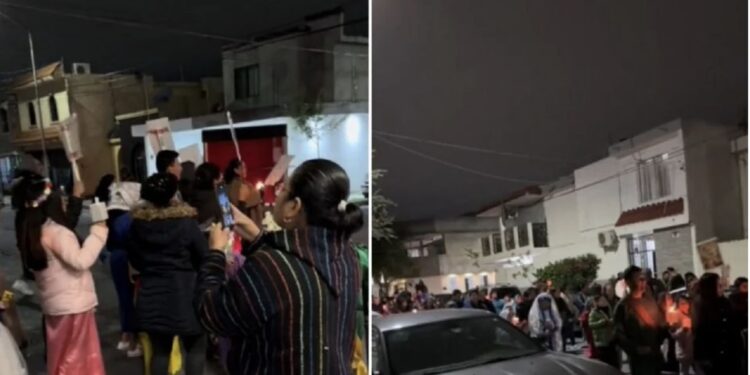 Un vecino captó la protesta religiosa contra en contra de la celebración de Halloween.