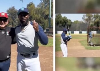 AMLO juega béisbol con Randy Arozarena