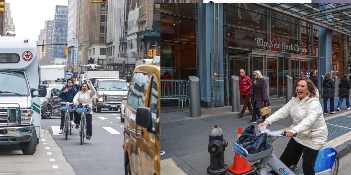 La candidata a la presidencia de México, se pasea en bici en Nueva York