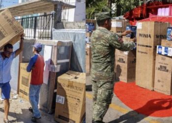 De acuerdo al Gobierno federal, en Acapulco se han entregado 150 mil paquetes de enseres domésticos que incluyen un refrigerador, una estufa, licuadora, ventilador, colchón matrimonial y una vajilla.