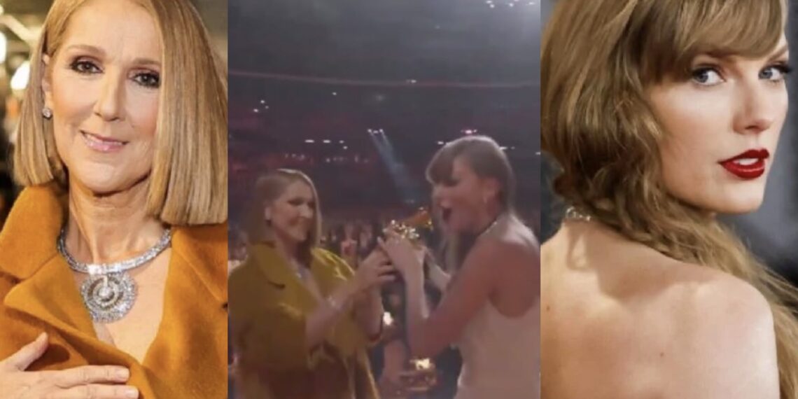 El momento tuvo lugar cuando Celine Dion entregó a Taylor Swift el Grammy al álbum del año.