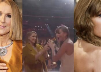 El momento tuvo lugar cuando Celine Dion entregó a Taylor Swift el Grammy al álbum del año.