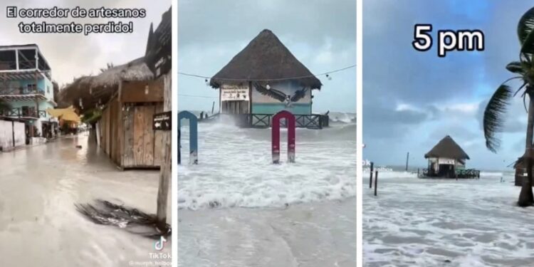 En redes sociales se compartieron videos de lo vivido en la popular isla del estado de Quintana Roo.