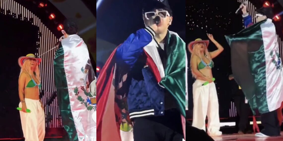 Karol G mostró frente a los miles de asistentes del concierto la gran admiración que siente por el joven cantante.