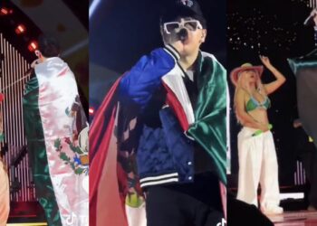 Karol G mostró frente a los miles de asistentes del concierto la gran admiración que siente por el joven cantante.