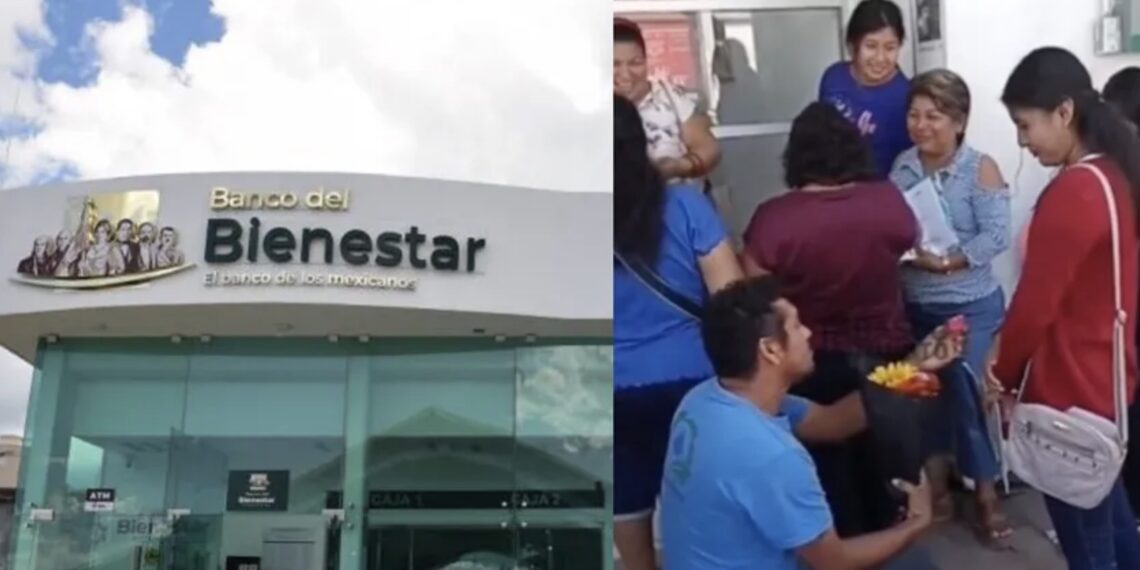 En redes sociales se viralizó el video del emotivo momento que se vivió afuera de una sucursal del Banco Bienestar.