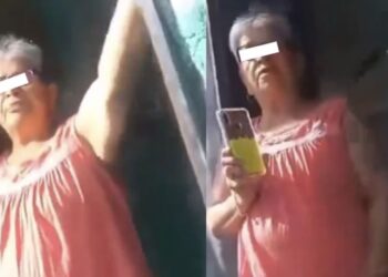 Las personas esperaban el camión, pero la mujer reclamó que estaba cansada que le dejaran basura cerca de su casa.