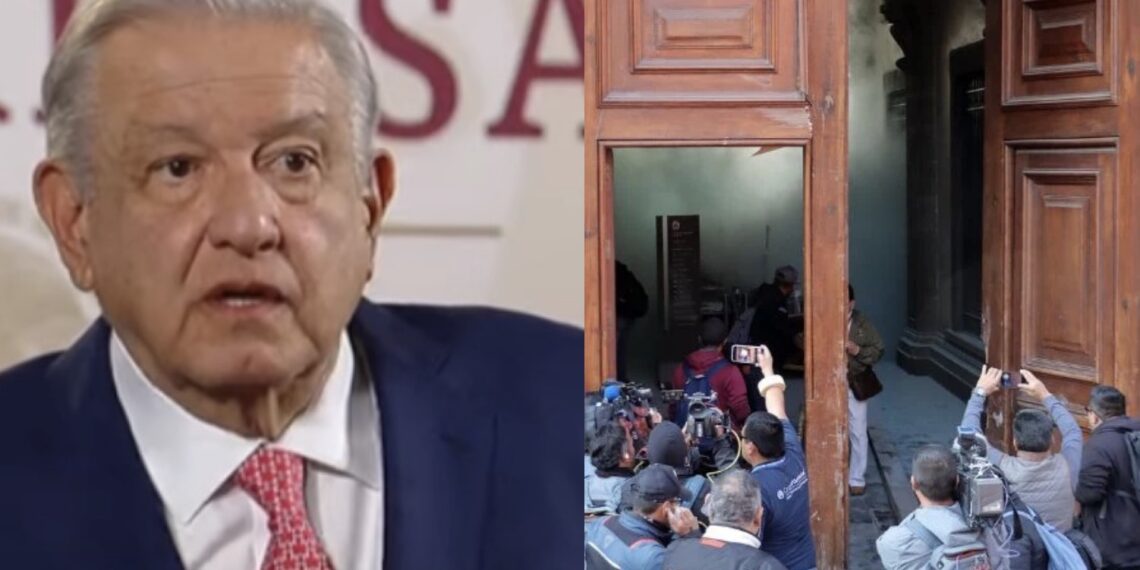 Ayer un grupo de normalistas tomó una camioneta de la CFE y derribó la puerta del complejo ubicado en el Centro Histórico de la Ciudad de México.