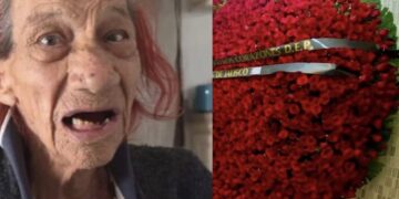 Grandes arreglos florales llegan a la funeraria donde se está realizando el funeral de La Gilbertona en la ciudad de Culiacán, Sinaloa.