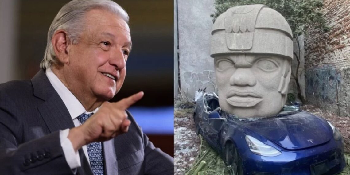El autor de la escultura dijo que esta representa la importancia de las raíces de los mexicanos, no así de los objetos que calificó ser parte de un sistema capitalista.