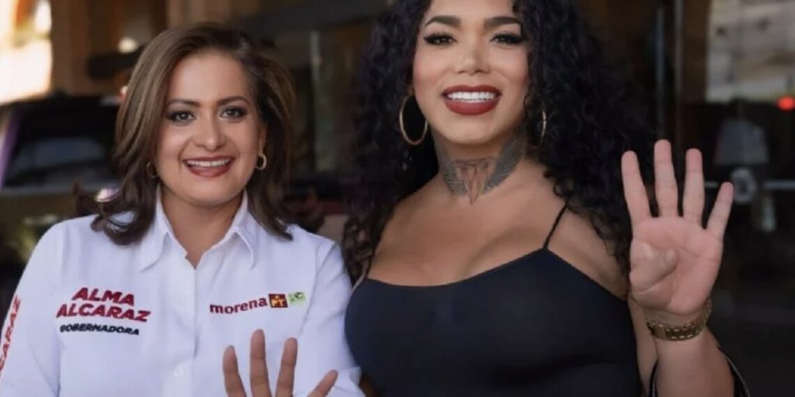 La influencer trans participará en el actual proceso electoral con el Partido del Trabajo, reveló la candidata a la gubernatura, Alma Alcaraz.