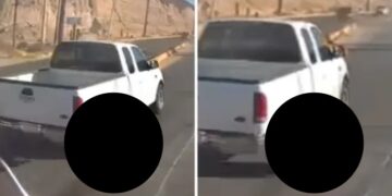 Varios automovilistas tocaron el claxon para intentar detener al conductor de la camioneta mientras iba avanzando con el perro a un costado