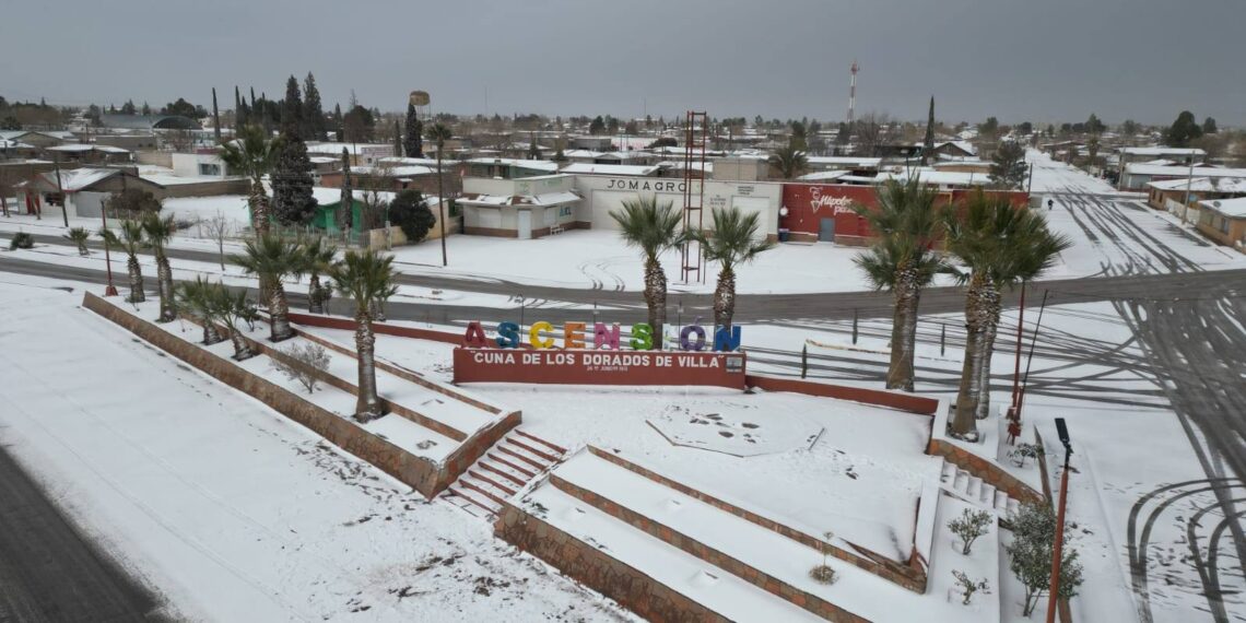 Puerto Palomas, en el municipio de Ascensión, Chihuahua, ha experimentado nevadas recientemente