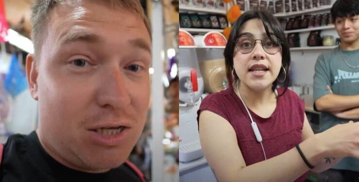 El youtuber del canal 'Rusos Reaccionan' intentaba grabar sus impresiones sobre el chocolate mexicano que vendía una tienda.