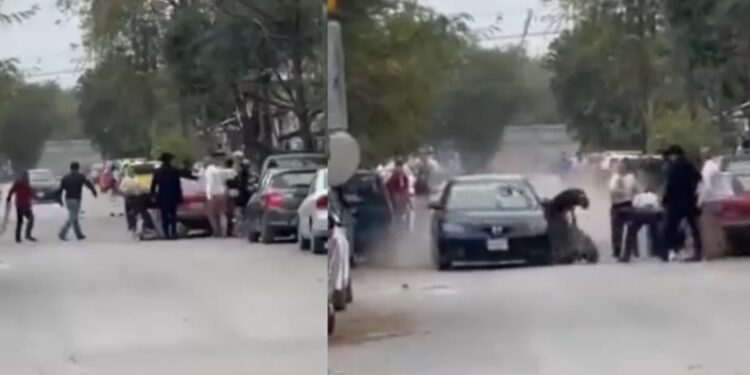 Habitantes de la colonia Crispín Treviño comenzaron el año con una pelea en plena calle.