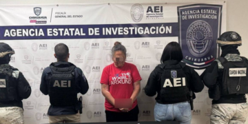 Elementos de la Agencia Estatal de Investigación, adscritos a la Fiscalía de Distrito Zona Norte, detuvieron a una persona identificada como Basiliza H.