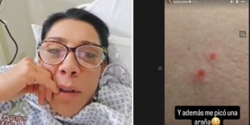 Cynthia Klitbo fue a parar al hospital tras ser mordida por una araña viuda negra mientras se encontraba trabajando en un locación en Guadalajara.
