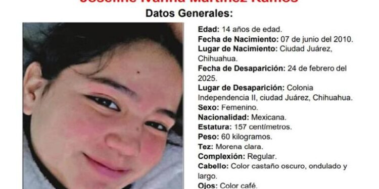 Familiares buscan a Joseline, menor de 14 años desaparecida en Ciudad Juárez