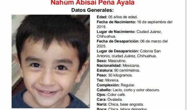 Familiares y autoridades buscan desesperadamente a Nahúm Abisai Peña Ayala