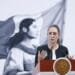 MEX5612. CIUDAD DE MÉXICO (MÉXICO), 06/03/2025.- La presidenta de México, Claudia Sheinbaum, habla durante una rueda de prensa este jueves, en Palacio Nacional de la Ciudad de México (México). Sheinbaum señaló que tras el acuerdo conseguido con su homólogo estadounidense Donald Trump, de aplazar un mes los aranceles del 25 % a productos mexicanos, no será necesaria ya una respuesta a dicha medida. EFE/Mario Guzmán