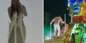 Galilea Montijo sufre aparatosa caída desde un carro alegórico en pleno Carnaval de Mazatlán