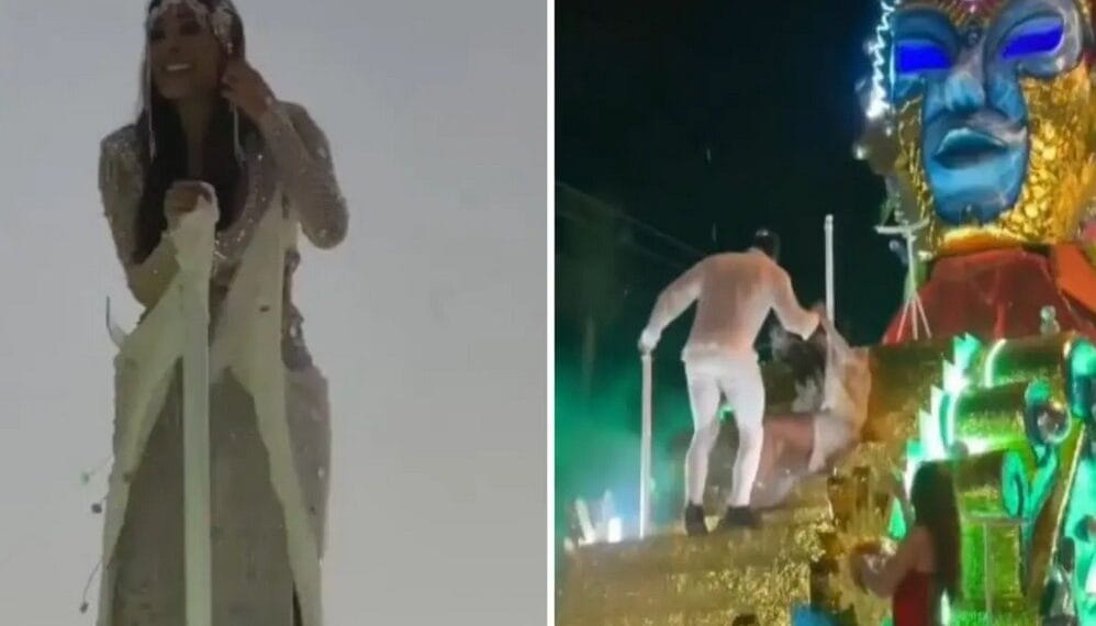 Galilea Montijo sufre aparatosa caída desde un carro alegórico en pleno Carnaval de Mazatlán