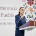MEX8321. CIUDAD DE MÉXICO (MÉXICO), 21/07/2025.- La presidenta de México, Claudia Sheinbaum, habla durante una rueda de prensa este lunes, en Palacio Nacional en la Ciudad de México (México). Sheinbaum señaló que no hay razón para que el Gobierno de Estados Unidos imponga restricciones a aerolíneas mexicanas, especialmente a la alianza entre las compañías Aeroméxico y Delta, por considerar que el gobierno mexicano incumple con acuerdos bilaterales. EFE/ José Méndez