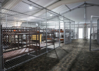 A general view inside a temporary migrant detention center informally known as "Alligator Alcatraz" in Ochopee, Florida, U.S., July 1, 2025. REUTERS/Evelyn Hockstein