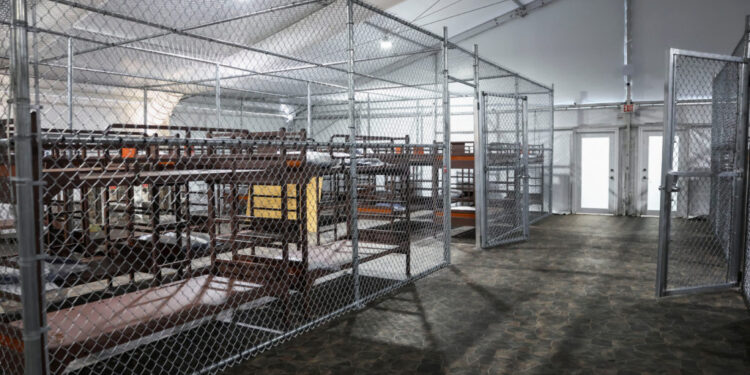 A general view inside a temporary migrant detention center informally known as "Alligator Alcatraz" in Ochopee, Florida, U.S., July 1, 2025. REUTERS/Evelyn Hockstein