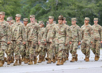 Soldiers from Bravo Company, 2-58th Infantry Battalion, 198th Infantry Brigade march onto Pomeroy Field during their Turning Green Ceremony on September 22, 2023. The Turning Green Ceremony marks the completion of the basic training portion of Infantry OSUT. Over the past 9 weeks, these individuals have earned the right to be called Soldiers. The training has been executed, the Army Values were ingrained, and they are now both physically and mentally fit.



(U.S. Army photo by Capt. Stephanie Snyder)