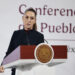 MEX5574. CIUDAD DE MÉXICO (MÉXICO), 14/10/2025.- La presidenta de México, Claudia Sheinbaum, habla durante su rueda de prensa diaria este martes, en Palacio Nacional de la Ciudad de México (México). EFE/José Méndez