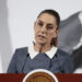 MEX5681. CIUDAD DE MÉXICO (MÉXICO),15/10/2025.- La presidenta de México, Claudia Sheinbaum, habla durante una rueda de prensa este miércoles, en Palacio Nacional de la Ciudad de México (México). Sheinbaum confirmó que el número de muertos a causa de las lluvias e inundaciones registradas en distintos estados del centro del país ascendió a 66, mientras el Gobierno federal activa puentes aéreos y prioriza la atención en 191 comunidades aisladas. EFE/José Méndez