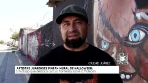 Artistas juarenses pintan mural de Halloween. Noticias en tiempo real