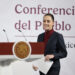 MEX8625. CIUDAD DE MÉXICO (MÉXICO), 14/11/2025.- La presidenta de México, Claudia Sheinabum, habla durante una rueda de prensa este viernes en Palacio Nacional de la Ciudad de México (México). EFE/José Méndez