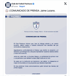 Pachuca despide a Jaime Lozano tras cierre irregular y antes del Play In ante Pumas. Noticias en tiempo real