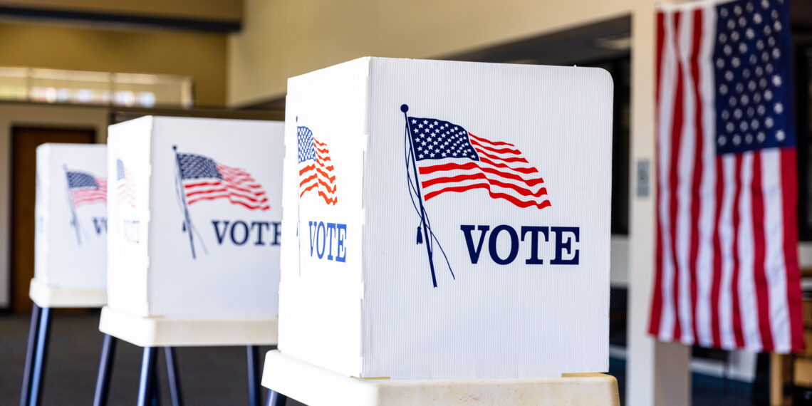 Voting Booths set up in rows on Election Day