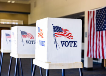 Voting Booths set up in rows on Election Day