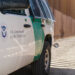 A U.S. Customs and Border Protection vehicle near the U.S. and Mexico border in Calexico on Feb. 25, 2025. Photo by Kevin Clancy, CalMatters and Evident Media