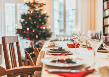 festive decorated christmas dining table