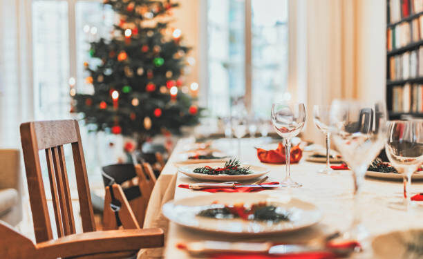 festive decorated christmas dining table