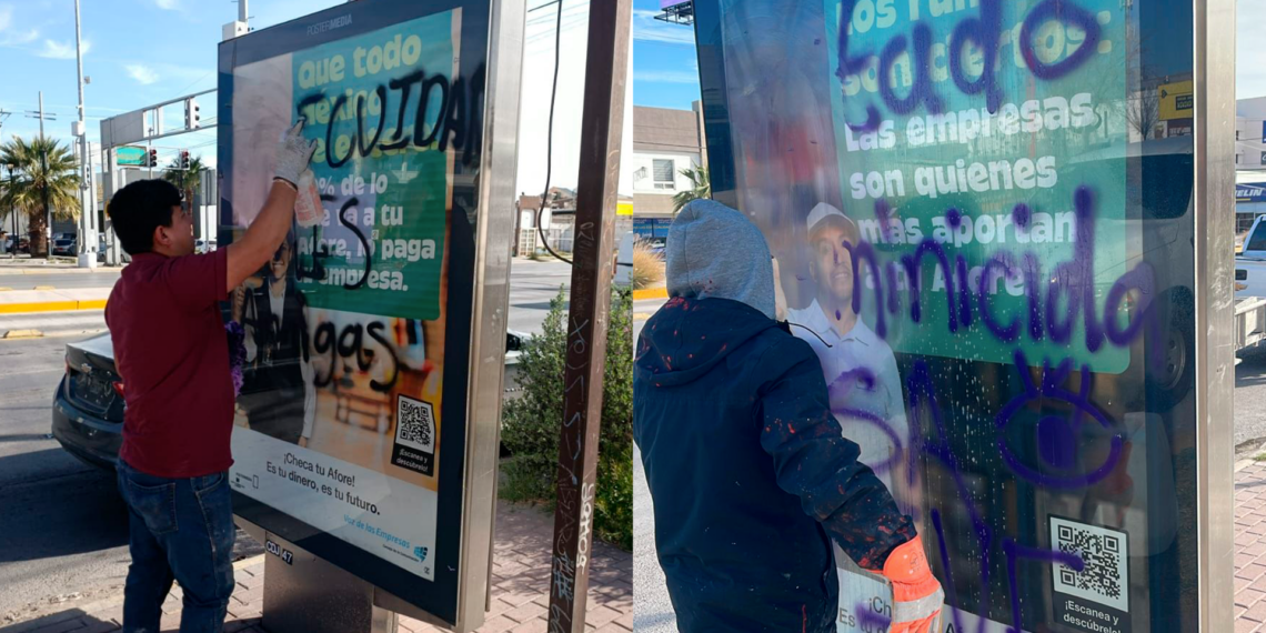 Inician limpieza en distintos puntos de Juárez tras actividades del 8M