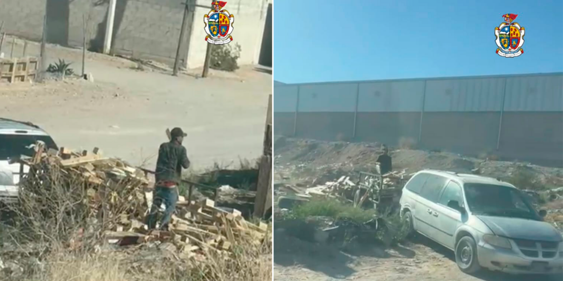 Buscan identificar a hombre que tiró tarimas en la vía pública en el sur de Ciudad Juárez