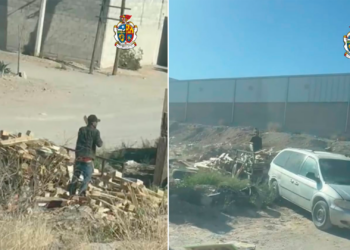 Buscan identificar a hombre que tiró tarimas en la vía pública en el sur de Ciudad Juárez